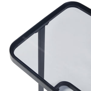 Stolik kawowy Laxå zestaw 2 szklanych i metalowych stolików czarny [en.casa]