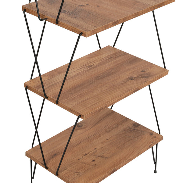 Półka stojąca 164x46x30 cm czarny/efekt drewna [en.casa]