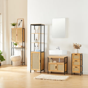 Tervola szafka wysoka 172x40x35cm bambus czarny [en.casa]