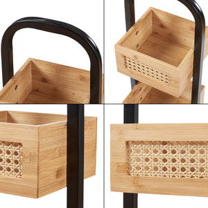 Półka łazienkowa Tervola 73x23x19 cm czarna/bambusowa [en.casa]