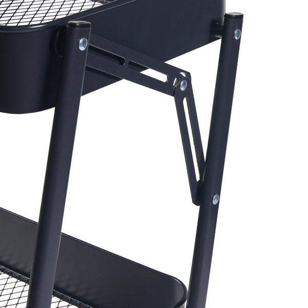 Wózek Vörå z 3 poziomami 88x45x30cm czarny [en.casa]