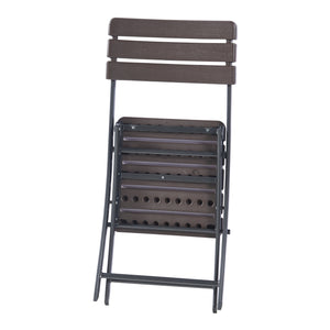 Zestaw krzeseł składanych Lillestrøm 2-częściowy o wyglądzie drewna, ciemnobrązowy [en.casa]