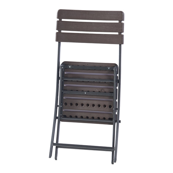 Zestaw krzeseł składanych Lillestrøm 2-częściowy o wyglądzie drewna, ciemnobrązowy [en.casa]