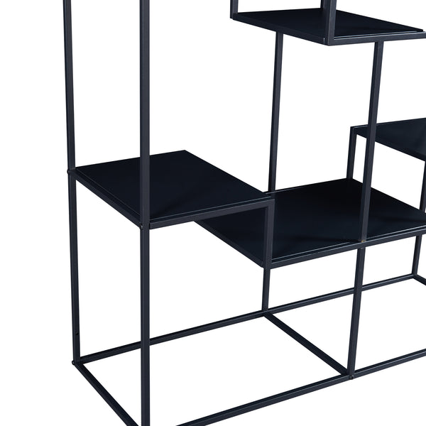 Półka stojąca Råde metalowa 180x100x35 cm czarna [en.casa]