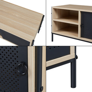 Szafka pod TV Tysnes 120x40x45 cm dąb/czarny [en.casa]