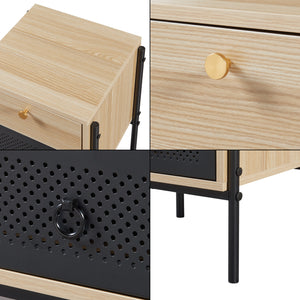 Szafka nocna Tysnes 39x35x47 cm dąb/czarny [en.casa]