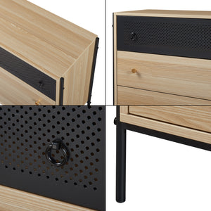 Komoda Tysnes z 3 szufladami 80x80x40 cm dąb/czarny [en.casa]