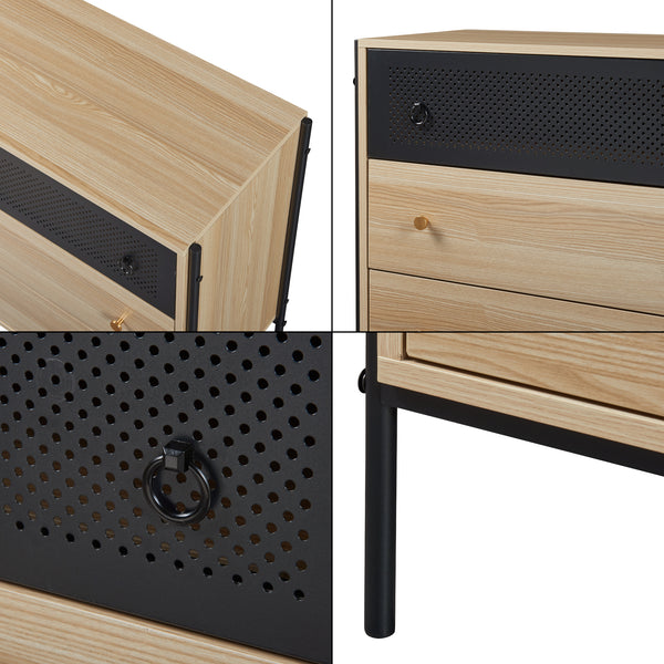 Komoda Tysnes z 3 szufladami 80x80x40 cm dąb/czarny [en.casa]