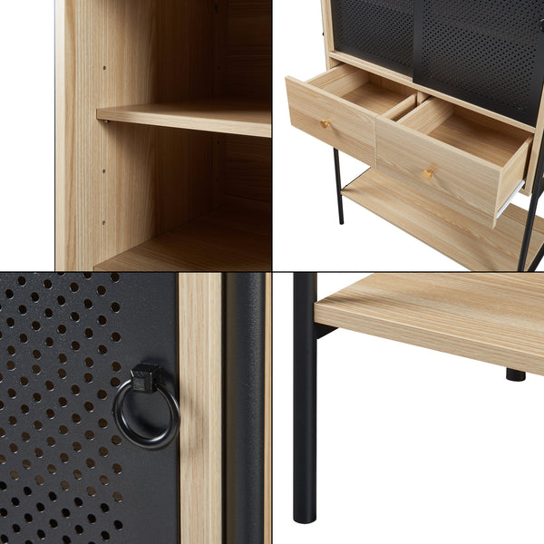 Szafka boczna Tysnes 140x80x40 cm czarny/dąb [en.casa]