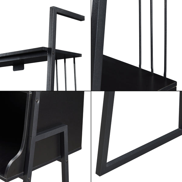 Biurko Storfjord z półką drabinkową 184x80x40cm czarne [en.casa]