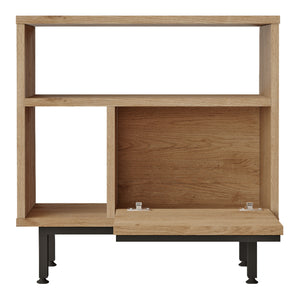 Stolik boczny Kvænangen 60x60x26 cm dąb/rattan [en.casa]