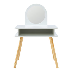 Dziecięca toaletka z taboretem Ovanåker biały/natura [en.casa]