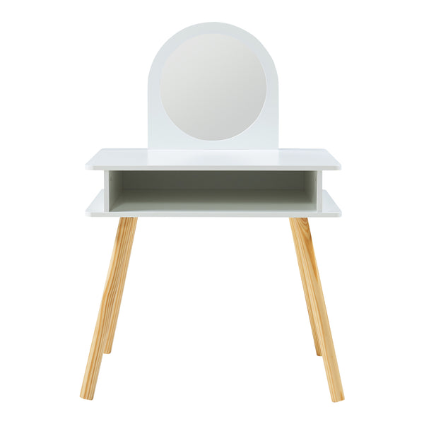 Dziecięca toaletka z taboretem Ovanåker biały/natura [en.casa]