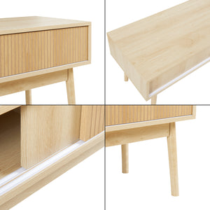 Szafka pod TV Landskrona 115x40x48 cm z dwoma przesuwanymi drzwiami o wyglądzie dębu [en.casa]