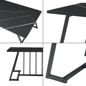 Stolik kawowy Nospoo 120x60x46 cm marmurowy wygląd, czarny [en.casa]