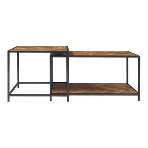 2-częściowy stolik kawowy Kurghore, czarny/dębowy, ciemny [en.casa]