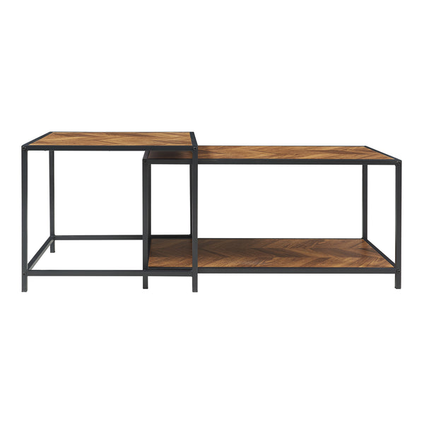 2-częściowy stolik kawowy Kurghore, czarny/dębowy, ciemny [en.casa]