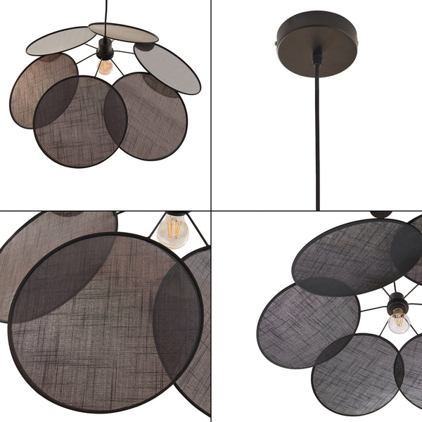 Lampa wisząca Blackwood metal/tekstylia czarny [lux.pro]