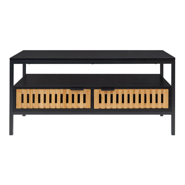 Stolik kawowy Luniehti 100x40x48 cm czarny/naturalny [en.casa]