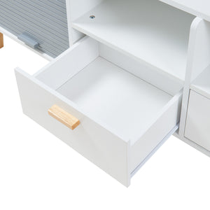 Szafka pod TV Kvaefjord 160x40x52 cm biały/szary [en.casa]