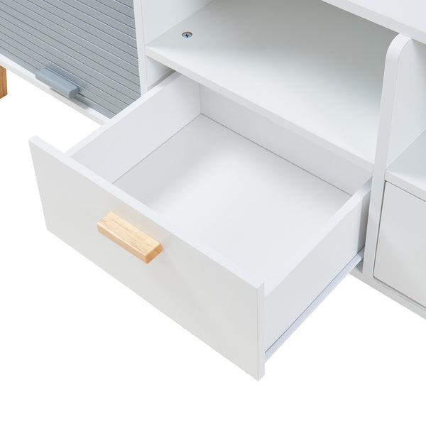 Szafka pod TV Kvaefjord 160x40x52 cm biały/szary [en.casa]