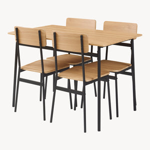 Zestaw jadalniany Pollenev 5-częściowy czarny/dąb [en.casa]