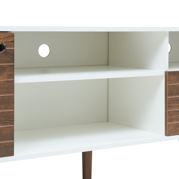 Szafka pod telewizor Vare 165x40x66 cm biały/orzech [en.casa]