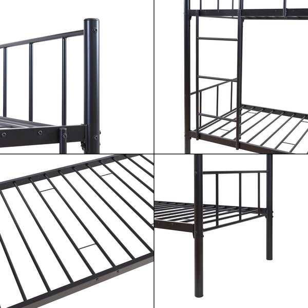 Metalowe łóżko piętrowe Berimma 90x200 cm czarne [en.casa]