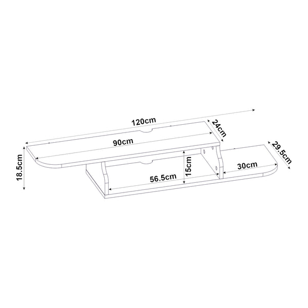 Wisząca szafka RTV Kershaby 120x30x19 cm biała [en.casa]