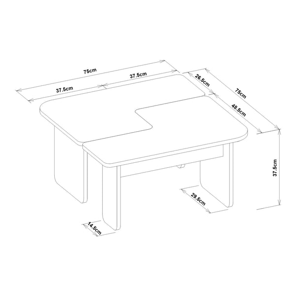 2-częściowy stolik kawowy Boneksbelt w kolorach piaskowca i trawertynu [en.casa]