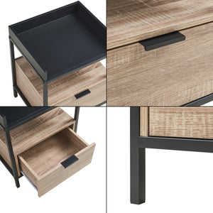 Szafka nocna Belana 51x40x35 cm czarny/dąb [en.casa]