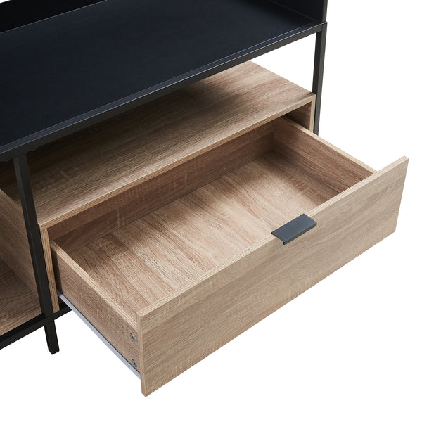 Stolik TV Belana 120x40x54 cm czarny/dąb [en.casa]