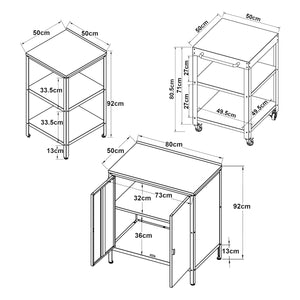 Zestaw zewnętrzny Bolognano z półką stojącą i wózkiem do serwowania czarny, matowy [casa.pro]