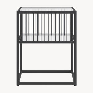 Stolik boczny Tronevn ze szklanym blatem 50x40x40 cm czarny [en.casa]