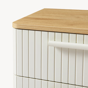 Stolik nocny Ferrersp z 2 szufladami 50x40x40 cm dąb optyka/piaskowy kolor [en.casa]