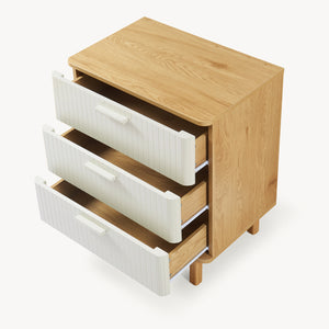 Komoda Ferrersp z 3 szufladami 70x60x40 cm dąb optyka/piaskowy kolor [en.casa]