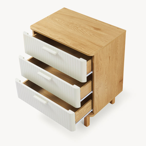 Komoda Ferrersp z 3 szufladami 70x60x40 cm dąb optyka/piaskowy kolor [en.casa]