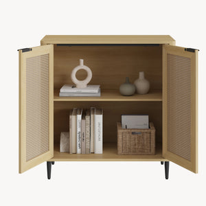 Sideboard Lukhomso 83x80x40 cm optyka dąb/optyka rattanu [en.casa]