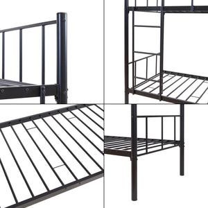 Berimma metalowe łóżko piętrowe z 2 materacami 90x200 cm czarne [en.casa]