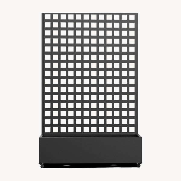 Przegroda Toma z donicą na kwiaty ze stali 190x82x38 cm czarna [casa.pro]