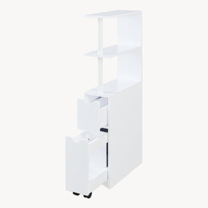 Regał niszowy z wysuwem na rolkach Fadeskimma 113x19x45 cm Biały [en.casa]