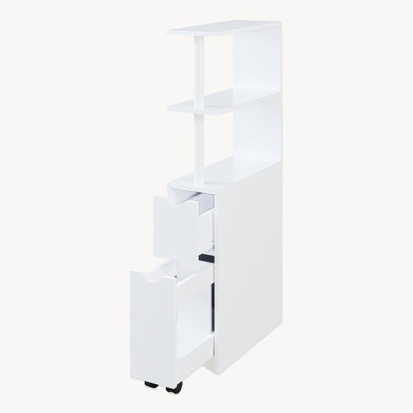 Regał niszowy z wysuwem na rolkach Fadeskimma 113x19x45 cm Biały [en.casa]