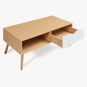 Stolik kawowy Bordkak z szufladą 100x48x45 cm dąb optyka/biały [en.casa]