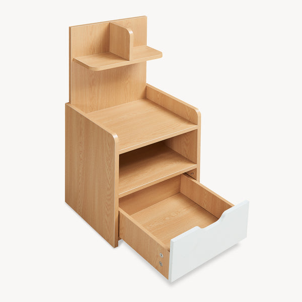 Stolik nocny Bordkak z półką 75x35x30 cm dąb optyczny/biały [en.casa]