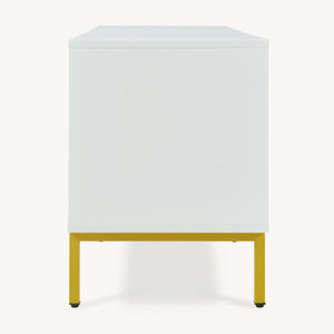 Szafka RTV Reyri 120x39x52 cm Biała/Złota [en.casa]