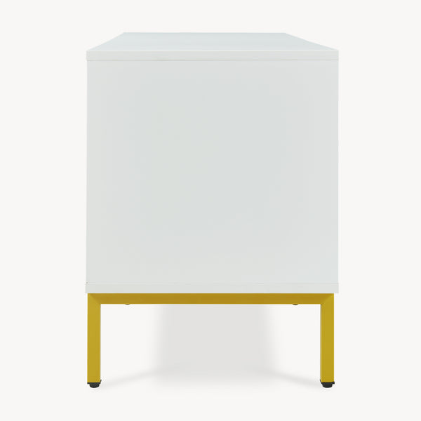 Szafka RTV Reyri 120x39x52 cm Biała/Złota [en.casa]