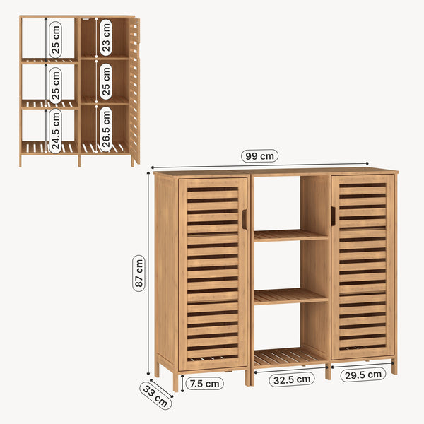 Szafka boczna Hakseri 2-częściowa 87x99x33 cm bambus naturalny [en.casa]