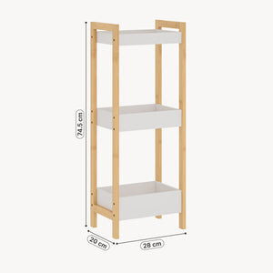 Regał łazienkowy Anun z 3 półkami 75x28x20 cm bambus naturalny/biały [en.casa]