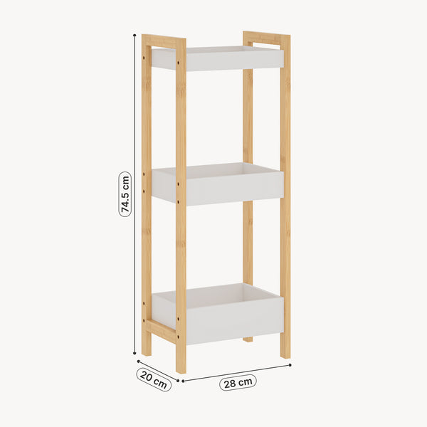 Regał łazienkowy Anun z 3 półkami 75x28x20 cm bambus naturalny/biały [en.casa]