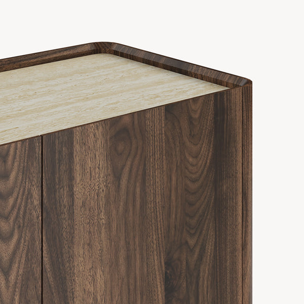Szafka RTV Trorlon 160x40x55 cm w optyce orzecha/trawertynu [en.casa]